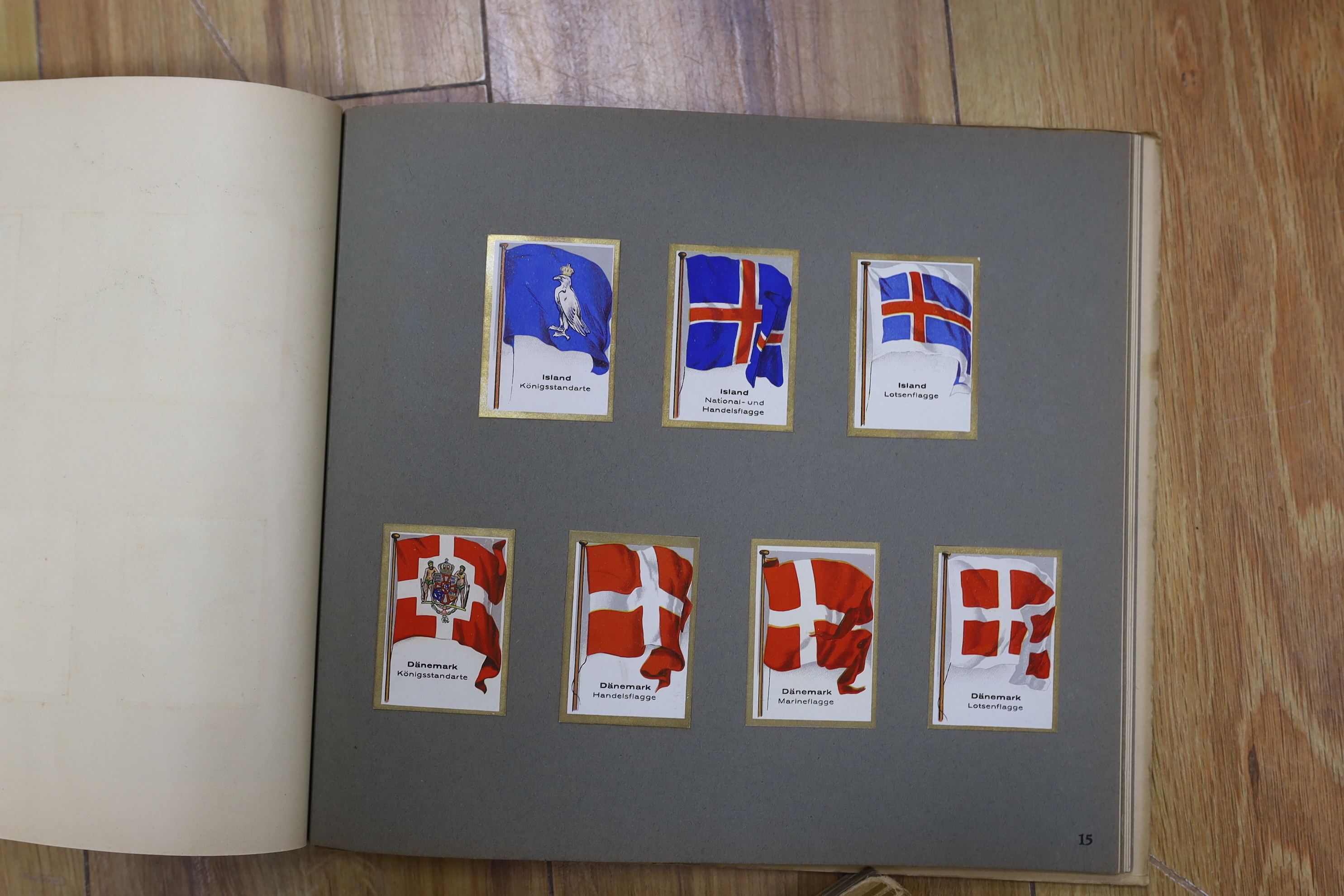 A collection of cigarette cards in albums